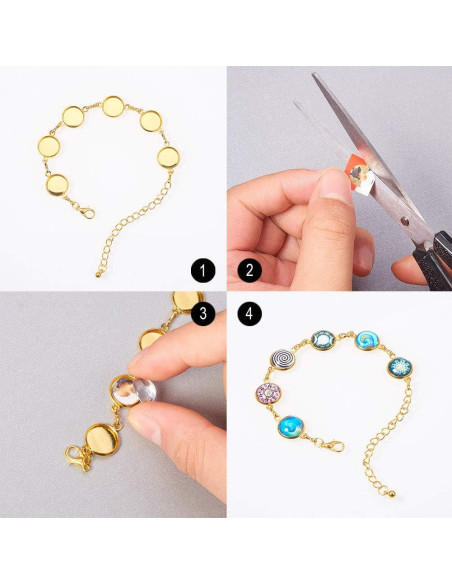 PH PandaHall 10pcs Pulsera Ajustable Plata y Dorado 12mm PH PandaHall 10pcs Pulsera Ajustable Plata y Dorado 12mm