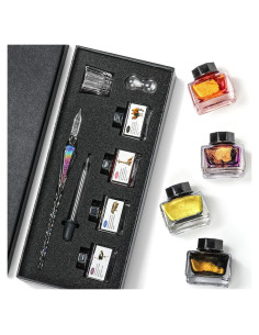 Juego de Pluma de Vidrio ESSHOP con 4 Tintas de 15ml - Caligrafía