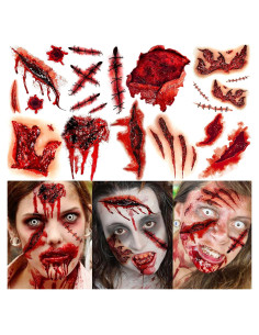 Tatuajes Temporales FANRUI 8 Hojas Cicatrices Halloween 21.6x25.9CM