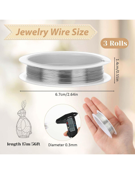 3 Rollos Alambre de Cobre 0.3mm Bewudy para Joyería 17m