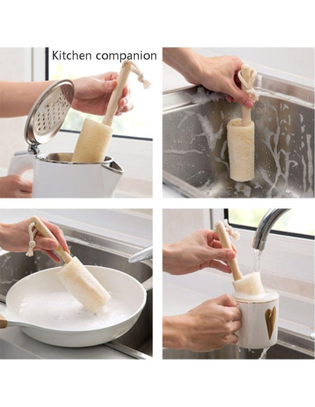 Lufa Natural Exfoliante con Mango de Madera REVGOZU 24cm