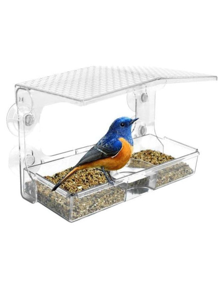 Comedero para Aves de Ventana WDG Acrílico Transparente 0.45 kg