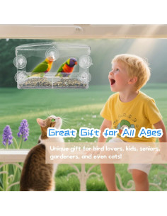 Comedero para Aves de Ventana WDG Acrílico Transparente 0.45 kg 2