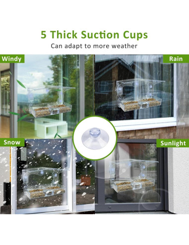 Comedero para Aves de Ventana WDG Acrílico Transparente 0.45 kg