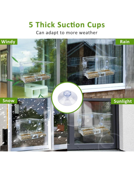 Comedero para Aves de Ventana WDG Acrílico Transparente 0.45 kg