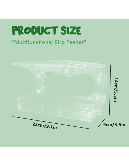 Comedero para Aves de Ventana WDG Acrílico Transparente 0.45 kg