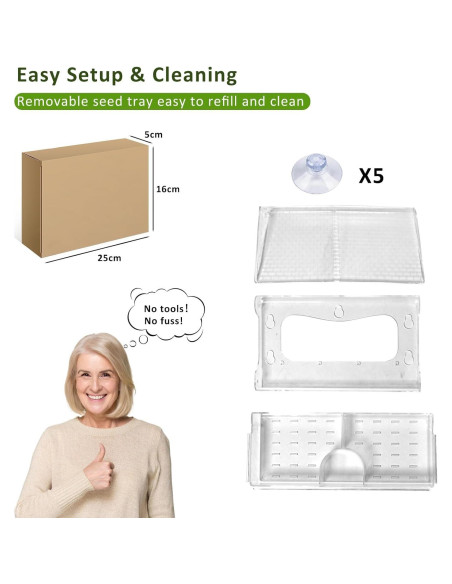 Comedero para Aves de Ventana WDG Acrílico Transparente 0.45 kg