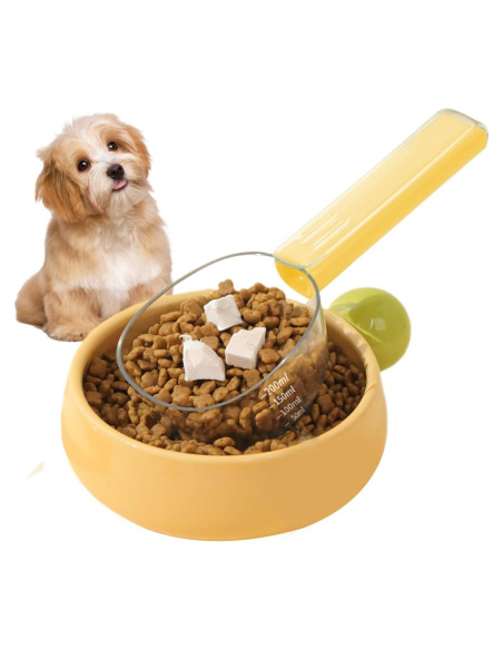 Cuchara Medidora para Comida de Mascotas LERAO 1 Taza Amarillo