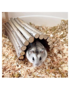 Túnel de Madera Natural para Hámster y Ratón DEMONTALK 15x20cm