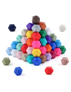 96 Perlas de Silicona Hexagonales 14mm HHCFAST Multicolor