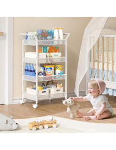 Carro Organizador de Pañales 3IngSeagulls Blanco 4 Niveles 2