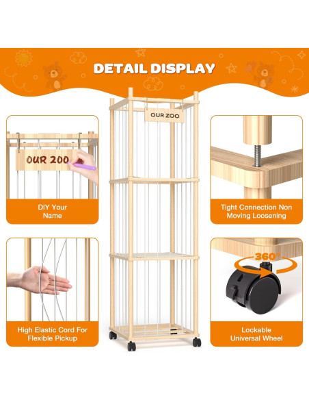 Organizador de Peluches Uvellgift - Torre de Madera 135 cm