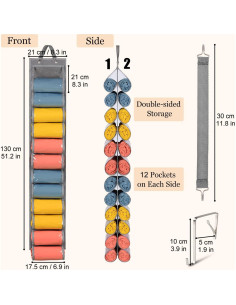 Organizador Colgante de Leggings Lirex 24 Bolsillos Gris 2