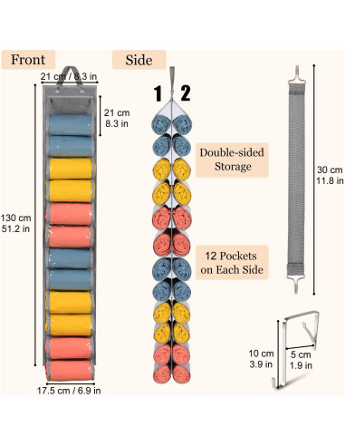 Organizador Colgante de Leggings Lirex 24 Bolsillos Gris