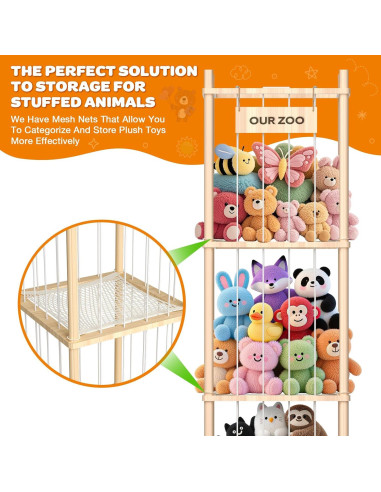 Organizador de Peluches Uvellgift - Torre de Madera 135 cm