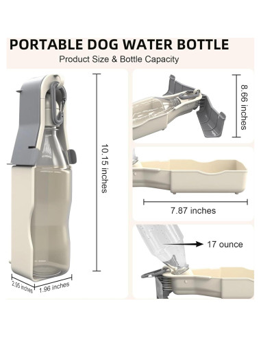 Botella de Agua Portátil para Perros Eikovia 500ml Plegable
