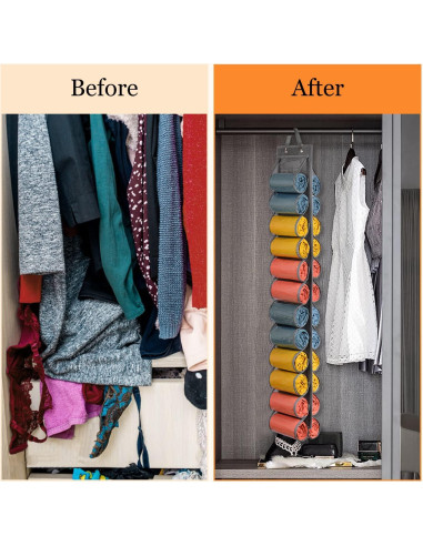 Organizador Colgante de Leggings Lirex 24 Bolsillos Gris