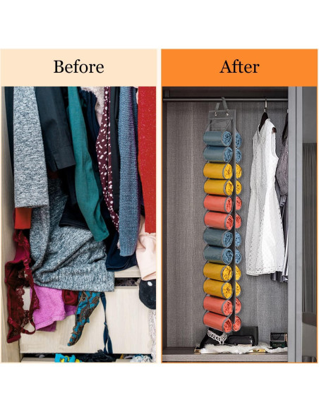 Organizador Colgante de Leggings Lirex 24 Bolsillos Gris