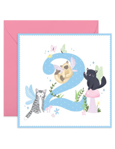 Tarjeta de Cumpleaños CENTRAL 23 para Niña 2 Años con Stickers