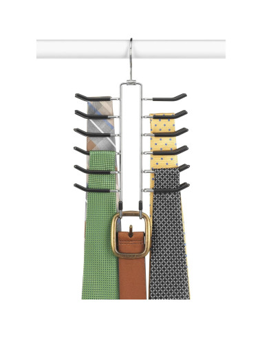 Perchero Giratorio Whitmor para Corbatas y Cinturones Cromo