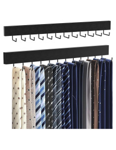 Soporte de Corbatas de Pared HOMEBROS Negro 2 Piezas 24 Ganchos
