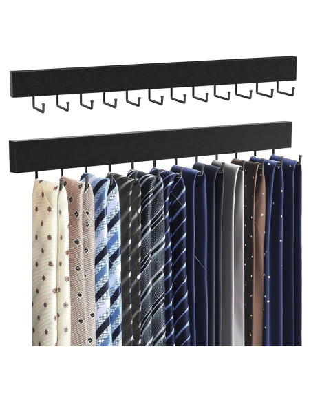 Soporte de Corbatas de Pared HOMEBROS Negro 2 Piezas 24 Ganchos