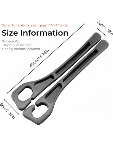 Relleno Espacio entre Asientos de Coche Yicplu, 2 Piezas, Negro
