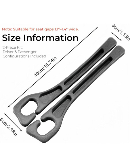 Relleno Espacio entre Asientos de Coche Yicplu, 2 Piezas, Negro