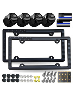 Marco de Placa de Licencia Patriótico FBJTDQ Negro Mate 2 Piezas