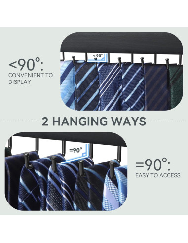 Soporte de Corbatas de Pared HOMEBROS Negro 2 Piezas 24 Ganchos