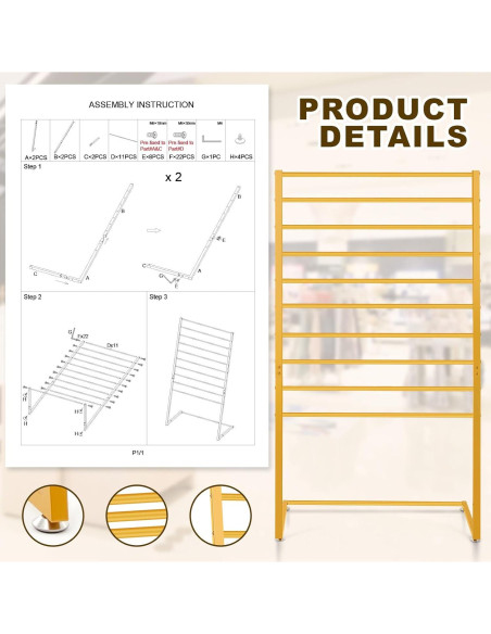 Organizador de Bufandas y Cinturones Metal Dorado Kritkin 10 Niveles
