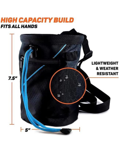 Bolsa de Tiza para Escalada Genérico 30-40L Azul con Cinturón