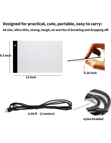 Caja de Luz LED A4 Portátil Fanglingtech Dimmable USB