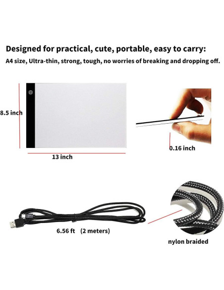 Caja de Luz LED A4 Portátil Fanglingtech Dimmable USB Caja de Luz LED A4 Portátil Fanglingtech Dimmable USB