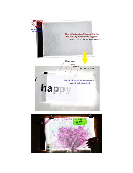 Caja de Luz LED A4 Portátil Fanglingtech Dimmable USB Caja de Luz LED A4 Portátil Fanglingtech Dimmable USB