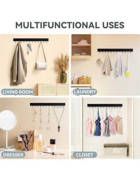 Soporte de Corbatas de Pared HOMEBROS Negro 2 Piezas 24 Ganchos