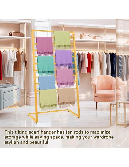 Organizador de Bufandas y Cinturones Metal Dorado Kritkin 10 Niveles