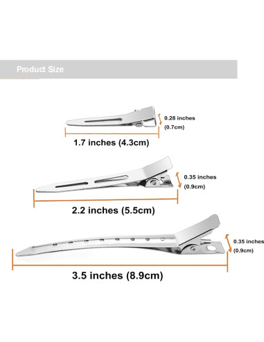 Set de 40 Clips de Pelo de Metal Qoneyik - 10x8.9cm, 10x5.6cm, 20x4.3cm