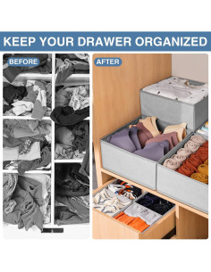 Organizador de Cajones Criusia - 12 Piezas, Tela Gris 2