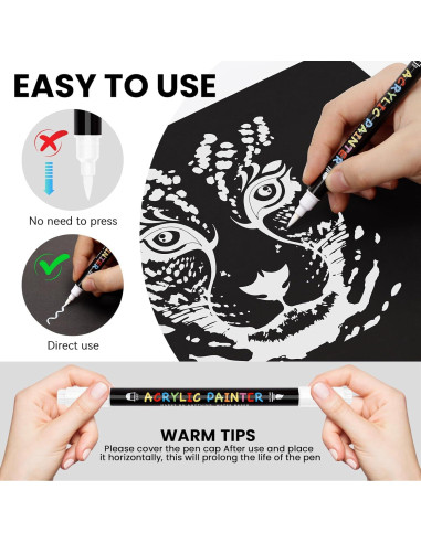 Marcadores de Pintura Acrílica Tesquio - Paquete de 8 Doble Punta