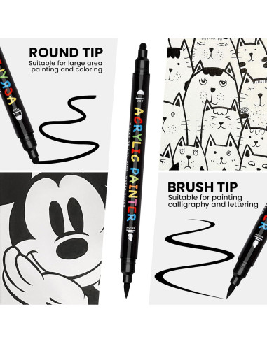 Marcadores de Pintura Acrílica Tesquio - Paquete de 8 Doble Punta