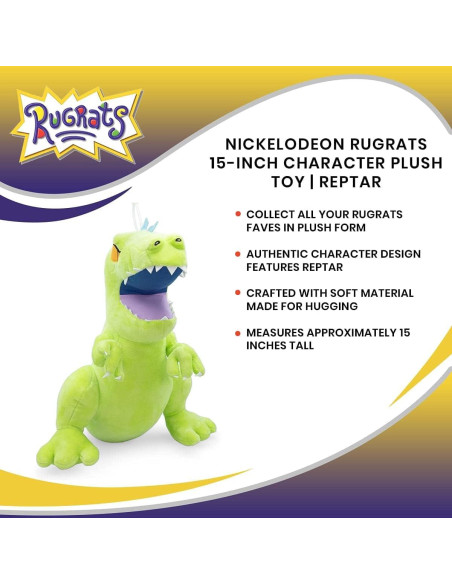 Peluche Reptar Rugrats Nickelodeon 38 cm Suave y Abrazable