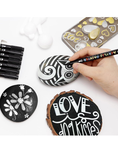 Marcadores de Pintura Acrílica Tesquio - Paquete de 8 Doble Punta