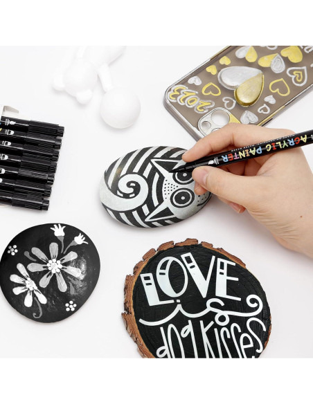 Marcadores de Pintura Acrílica Tesquio - Paquete de 8 Doble Punta