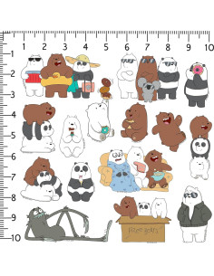 Paquete de 50 Pegatinas Troqueladas We Bare Bears - Vinilo 2