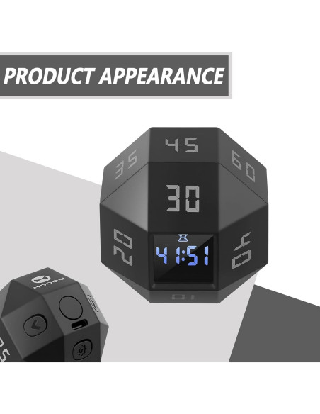 Temporizador Digital 12 Caras BEBESIRI Negro - 1 a 90 Minutos