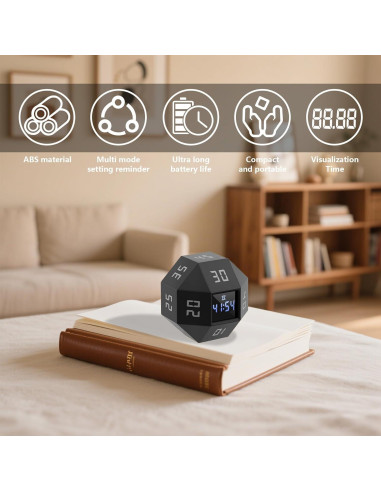 Temporizador Digital 12 Caras BEBESIRI Negro - 1 a 90 Minutos