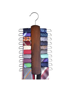 Percha Premium Umo Lorenzo de Madera para Corbatas y Cinturones - 20 Ganchos