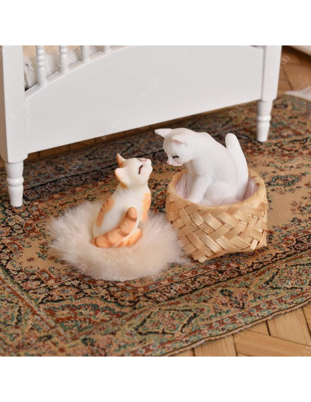 Figuritas de Gato Mini Realistas iLAND 1:12 con Cesta y Alfombras