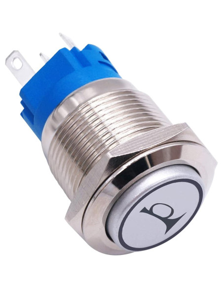 Interruptor de Botón de Cuerno 12V TWTADE 19mm LED Rojo